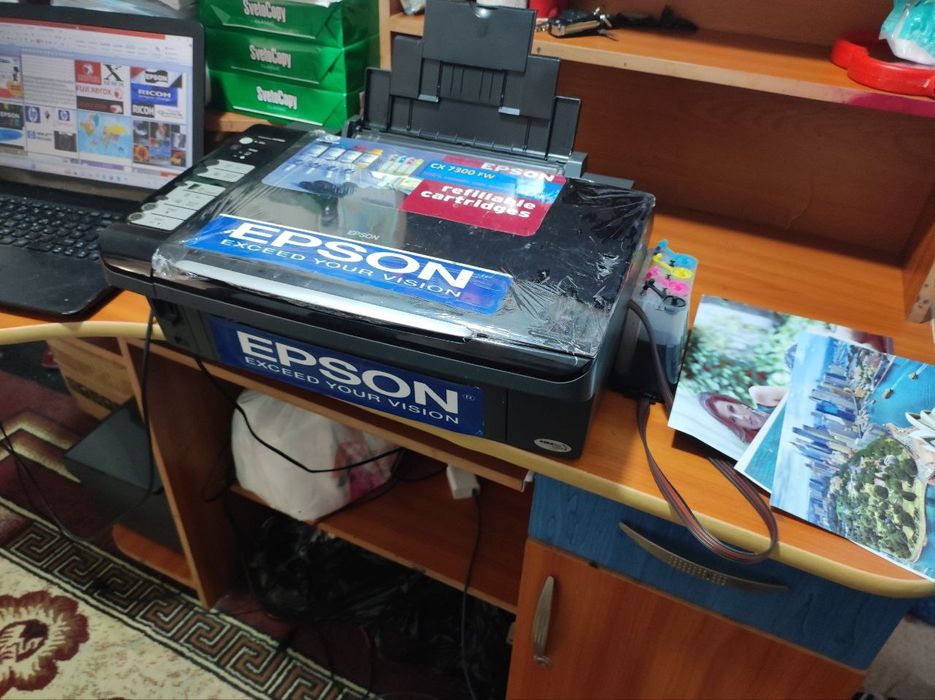 Epson 7300 rangli kopiya skanerli printer aybi yoq xarajat yoq idialni