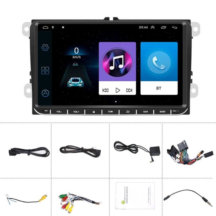 VW 9” 2-DIN мултимедия с Android 14  Volkswagen*Skoda 4GB RAM/64GB ROM
