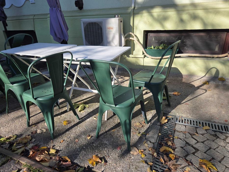39 Scaune metalice industriale, culoare verde