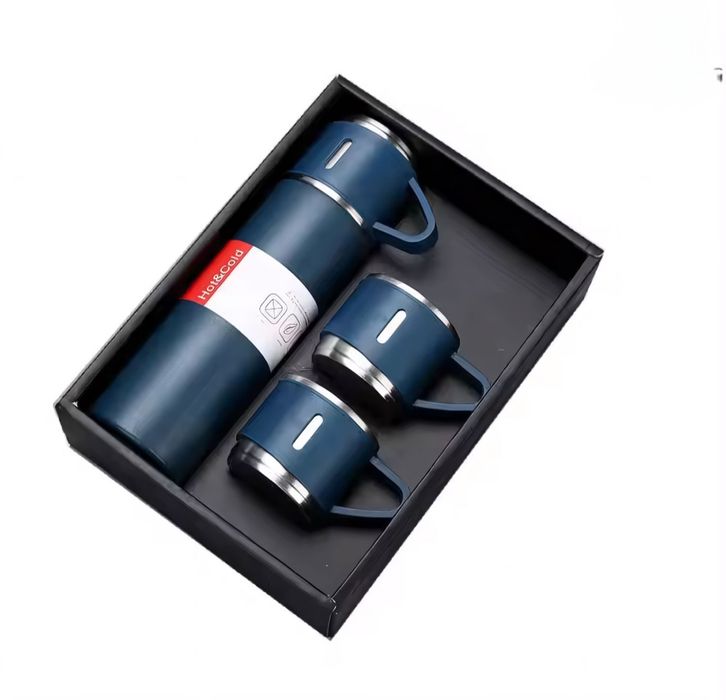 Луксозен Комплект Термос 500 мл с 3 Чаши с Дръжка и Топлоизолатор