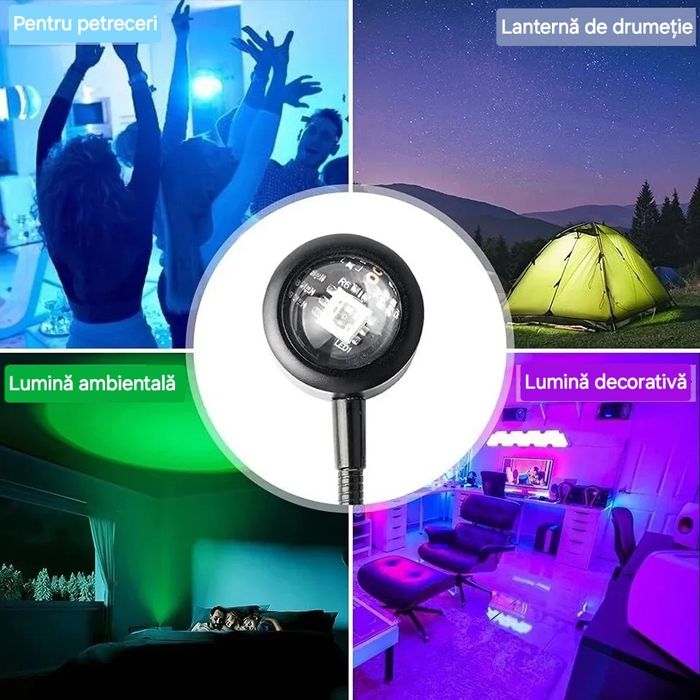 Proiector USB 7 culori/14moduri. Flexibil. Portabil.Imagine mare&clara