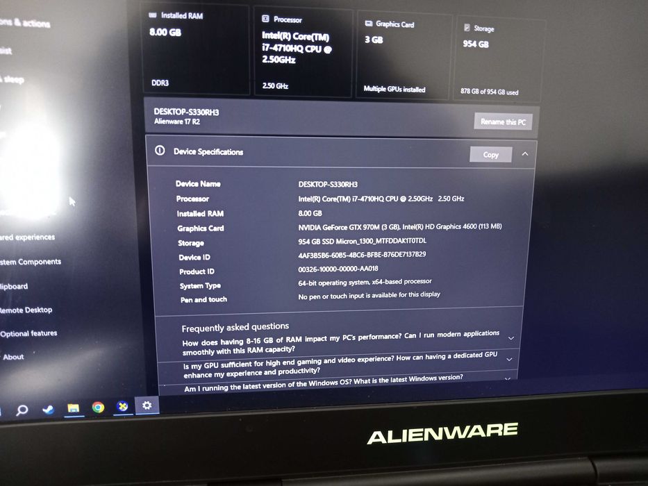 Laptop alienware 17R2