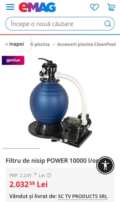 Sistem de filtrare cu nisip pentru piscine