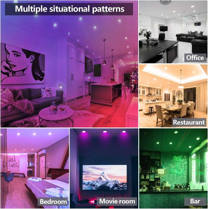 Set Bec Spot LED încastrat Smart App MagicLight 9W,Bluetooth Mesh Wifi