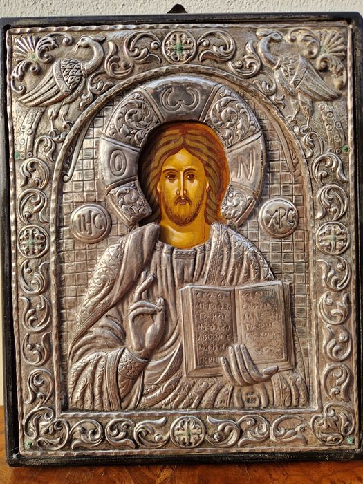 Прекрасна антикварна сребърна икона със сертификат