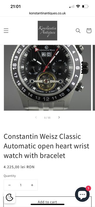 Ceas Constantin Weisz Classic Automatic Open Heart, mecanic, elegant