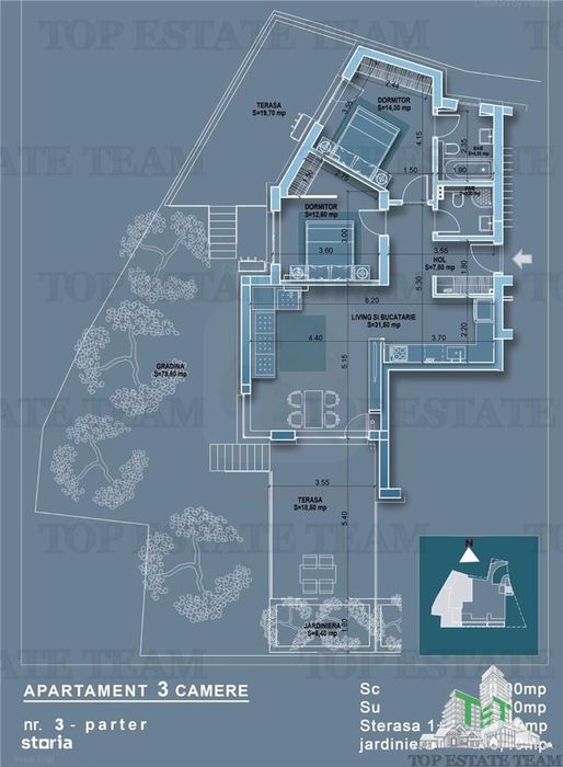 Apartament 3 camere cu terase si gradina, adiacent metrou Obor — fotografia 1