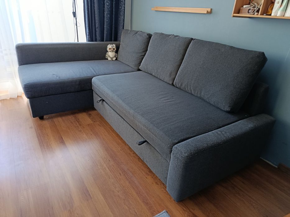 Ъглов разтегателен диван - сив, ИКЕА