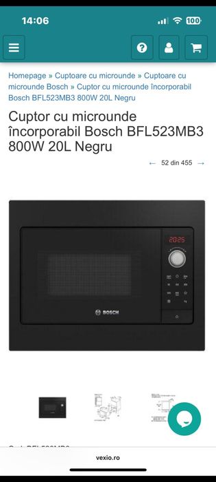 Vand cuptor cu microunde incorporabil Bosch BFL523MB3 nou sigilat  in