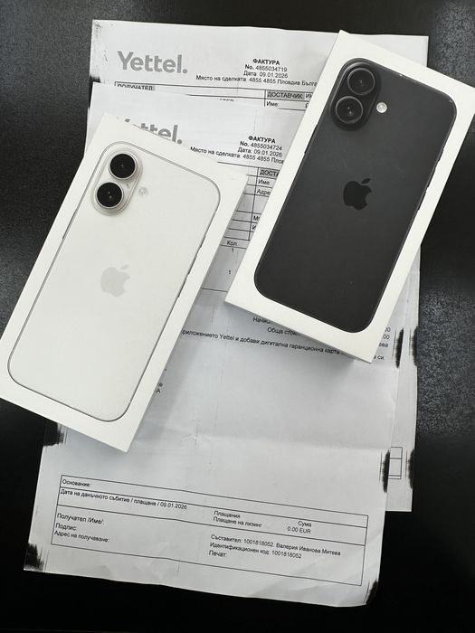 iPhone 16 128GB 3г. гаранция Yettel 128GB нов запечатн