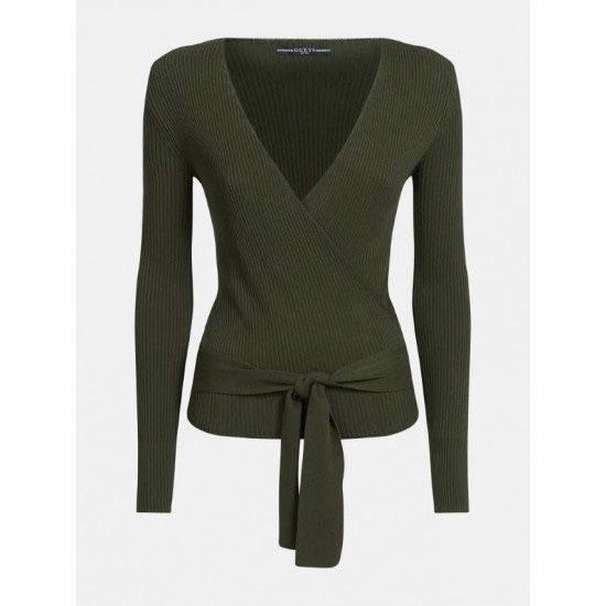 Guess нова оригинална камуфлажно-зелена блуза с панделка от рипс