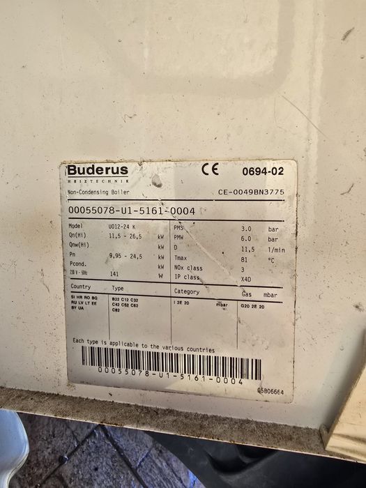 Газов котел Будерос Бош 24kw(за части)