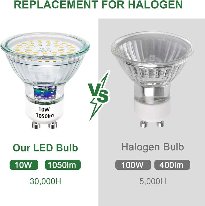 Set 6 Becuri LED GU10 Unikcst, Dimabile, 10W, 1050 lm, Lumină Albă Neutră 4500K