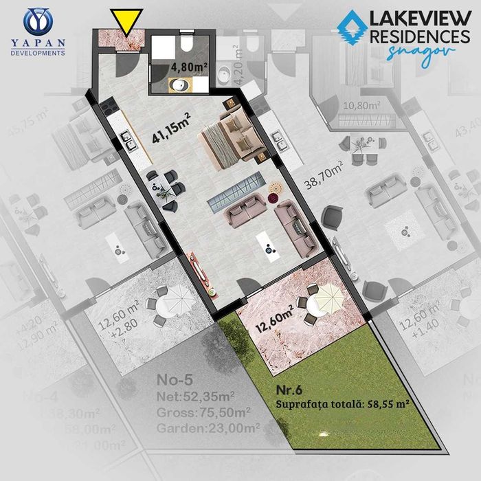 Lakeview Snagov – Garsonieră cu Terasă, Investiție cu Chirie Garantată