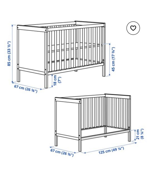 Бебешко легло IKEA SUNDVIK + Матрак SKÖNAST