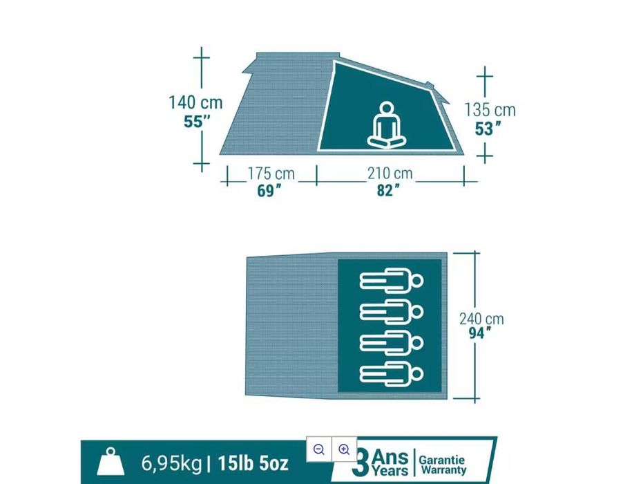 Cort de camping 4 persoane , QUECHUA - MH100 XXL