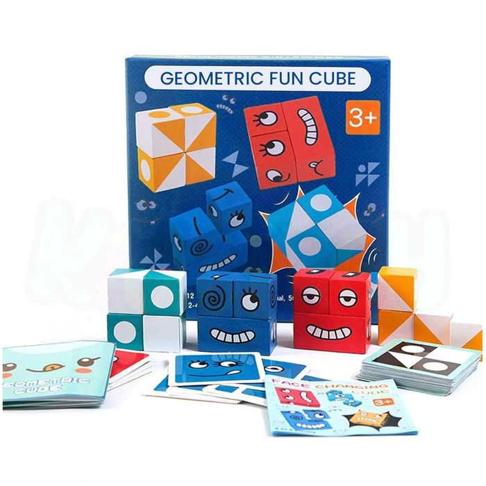 Нова! Логическа игра с кубчета и карти Geometric Fun Cube – (2в1), 3+