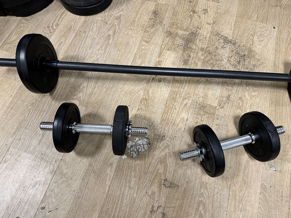 Pachet sala bara haltera+Gantere reglabile 17 kg