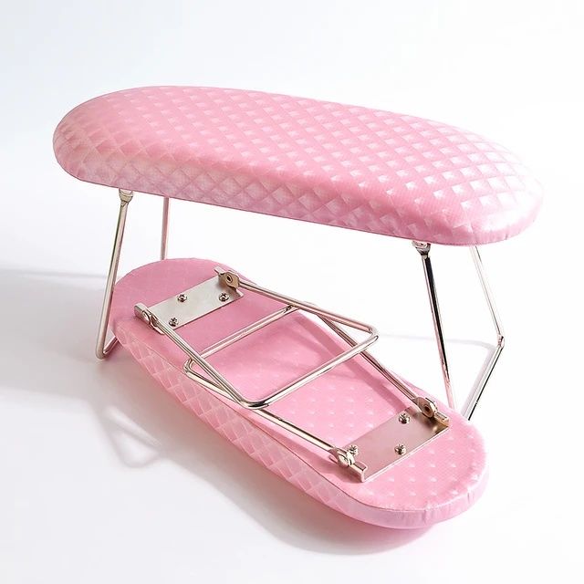 Стойка , възглавничка за маникюр Еко кожа Стомана Розова