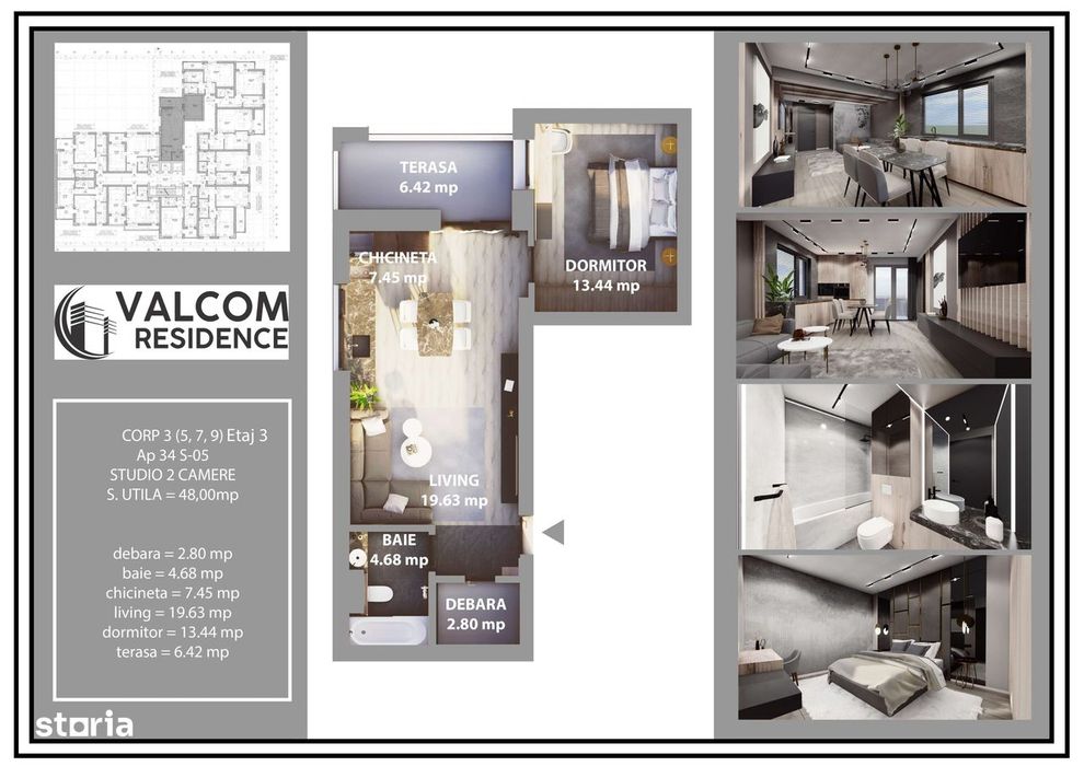 Valcom Residence Bartolomeu, Studio 2 camere, terasa 6.42, Comision 0%