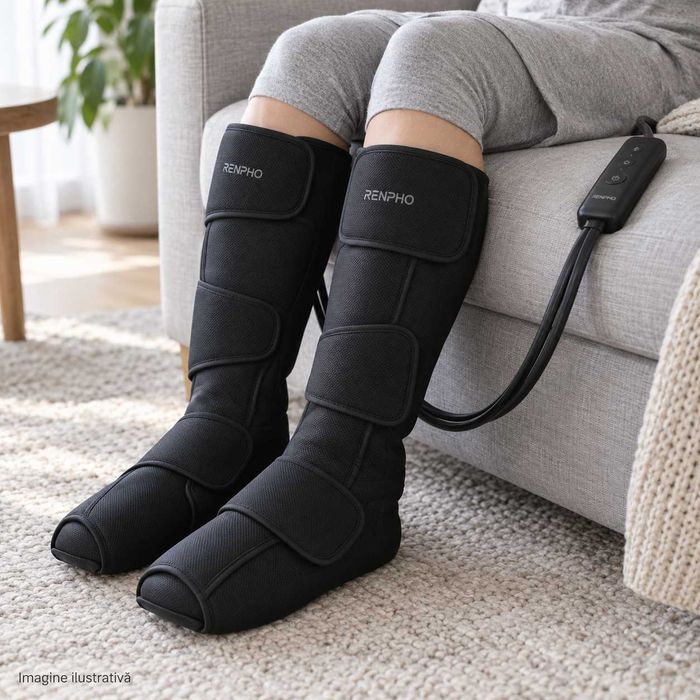 RENPHO Leg Massager – Aparat de Masaj Picioare cu Compresie de Aer și Încălzire | 5 Moduri, 5 Niveluri Intensitate