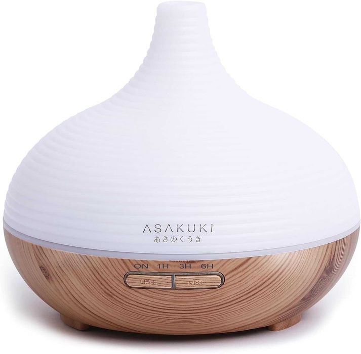 ASAKUKI 300ml дифузер за етерични масла с 4 таймера и 14 цветни LED светлини | Ултразвуков дифузер