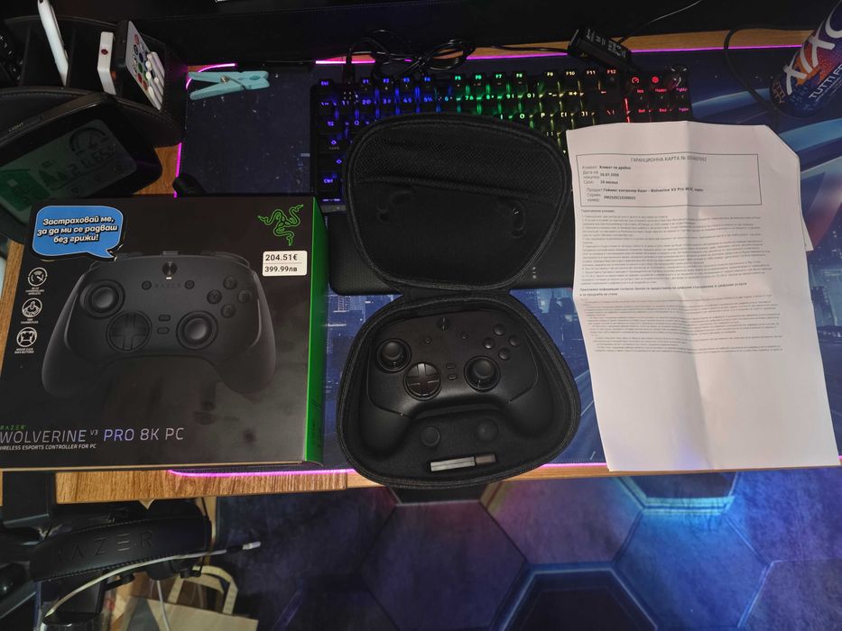 Продавам чисто нов Гейминг контролер Razer - Wolverine V3 Pro 8K PC, черен отворен само за преглед и тест