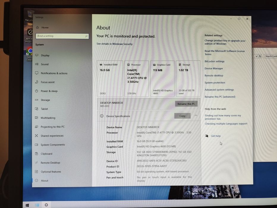 PC Intel Core i7 16gb RAM