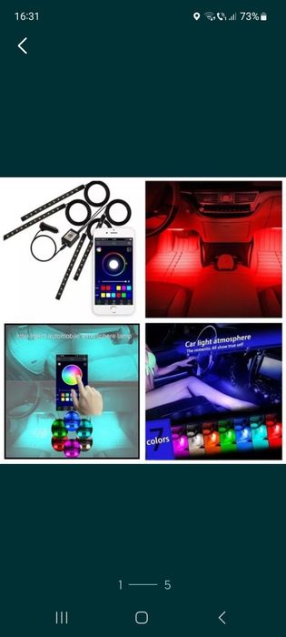 Luminile ambientale interioare LED cu RGB Bluetooth