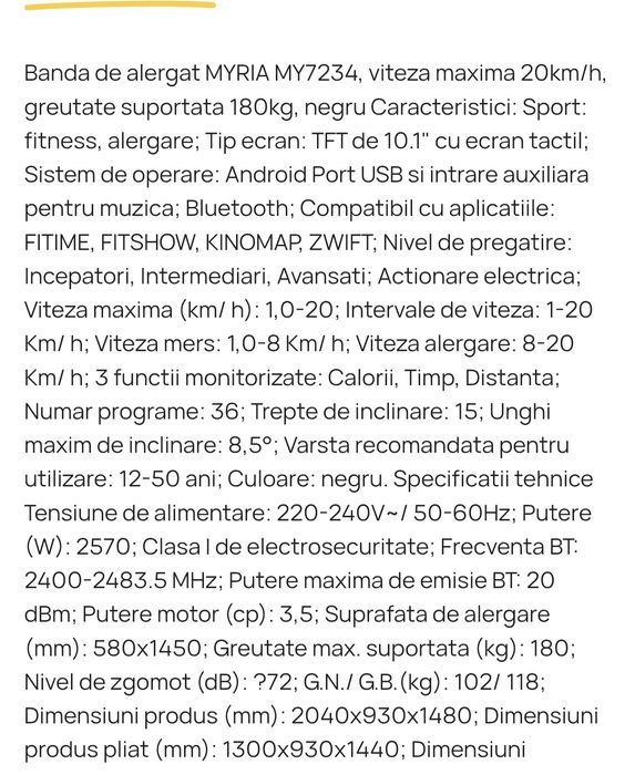 Banda alergare Myria My7234