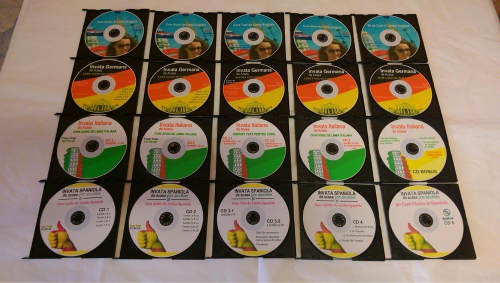 CD cursuri audio & video de 4 limbi straine