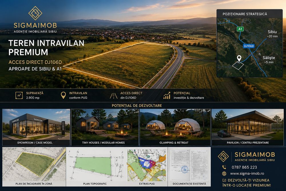 TEREN DE VÂNZARE SIBIEL – SĂCEL | 54.000 € | 26 M Deschidere LA DJ 106D