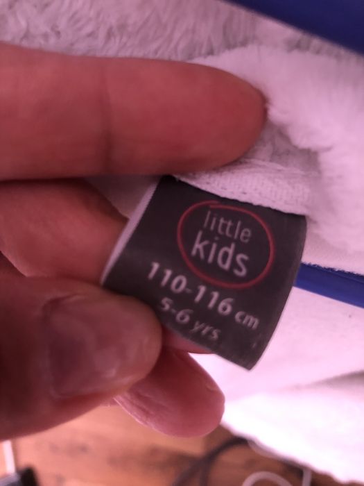 Бял мек домашен халат момиче 110/116см 4-5г с качулка и корона