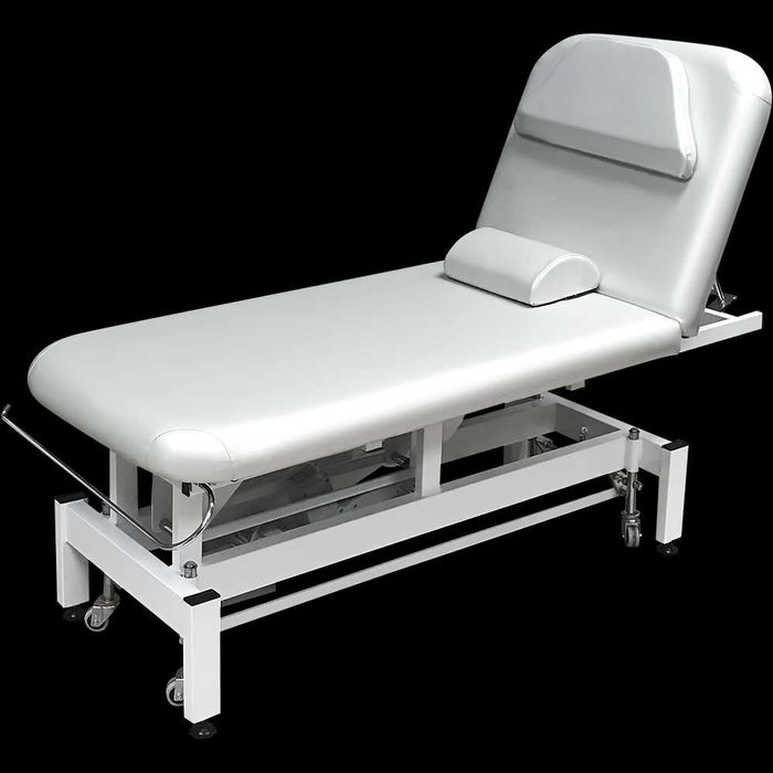 Електрическа кушетка Optima (1 мотор) - бяла/сива 185 х 70 x 60/80 см