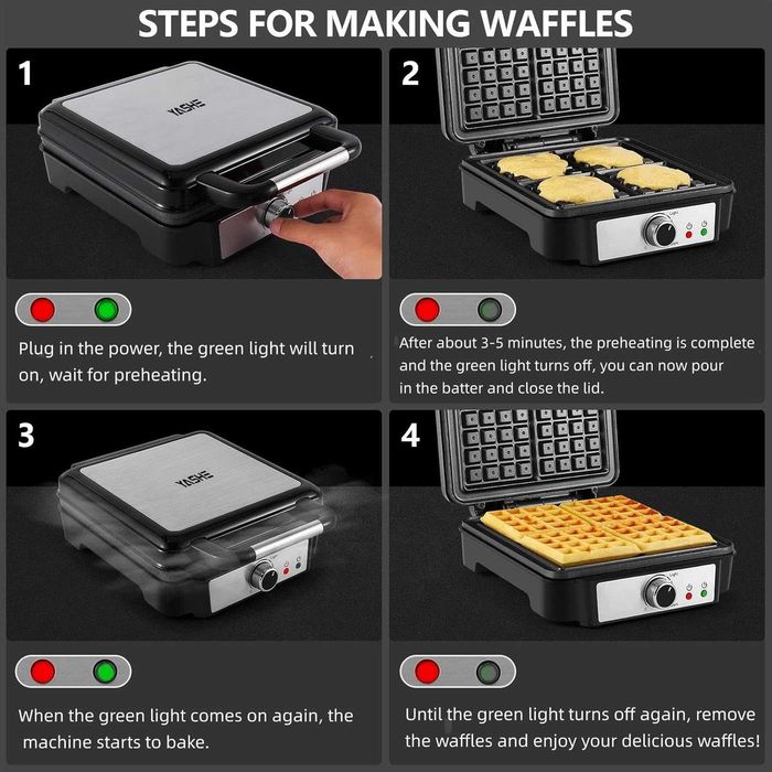 Гофретник YASHE SW-2130M, алуминий, неръждаема стомана, сребрист/черен