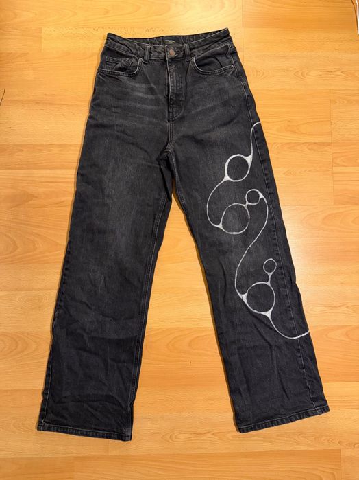 Дамски дънки Vero Moda с ръчно рисуван къстъм дизайн / Custom Jeans - S/M