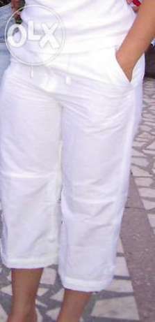 Pantaloni dama albi si gri