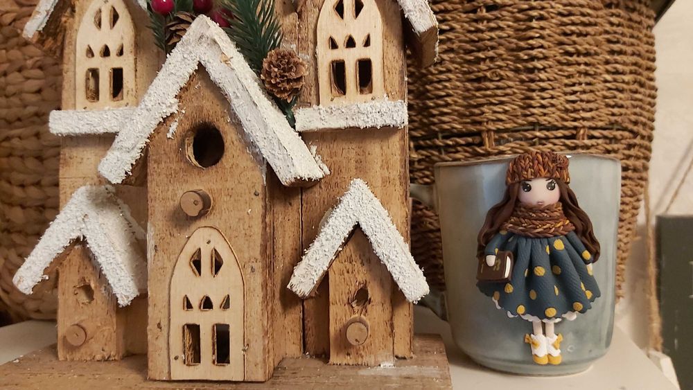 Cadou Craciun pentru sotie iubita cana papusa handmade