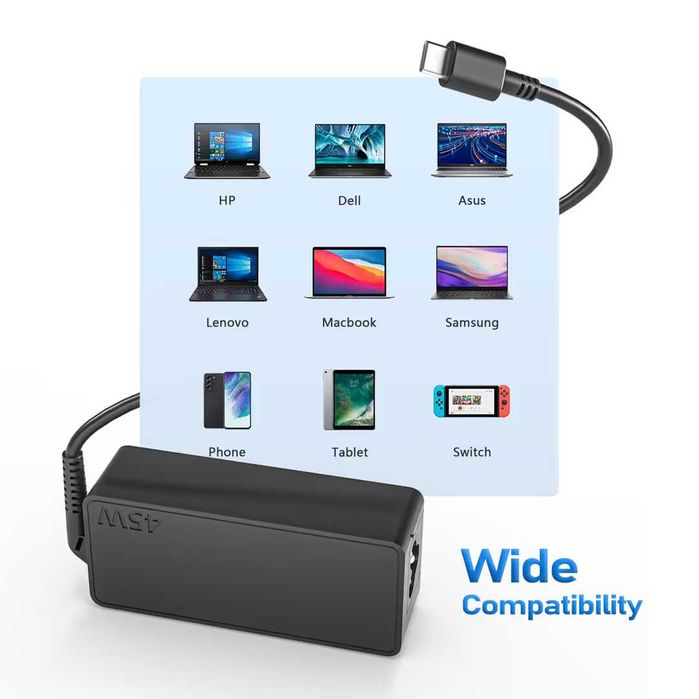 Încărcător USB C de 45W pentru Acer, HP 65W 45W