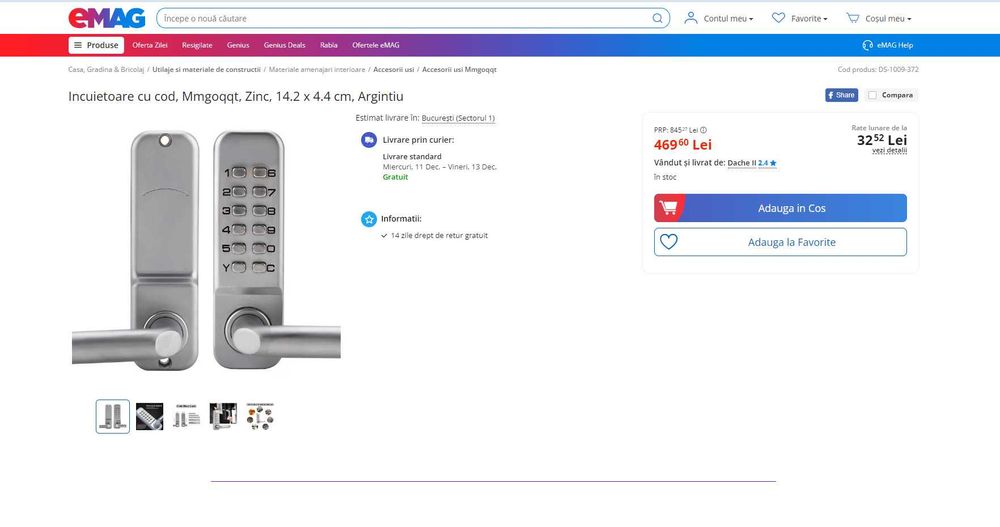 Yala mecanica cifru/parola fara baterii,Inter-Exter,REDUS de la 470RON