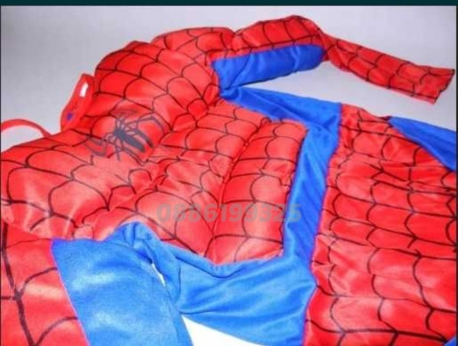 Детски Костюм на Спайдърмен с мускули и Ръкавица с изстрелвачка