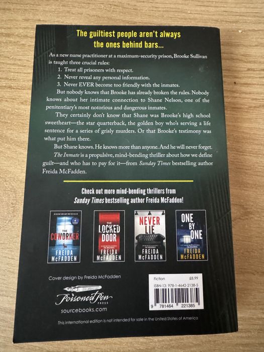 The inmate book by Freirda mcfadden