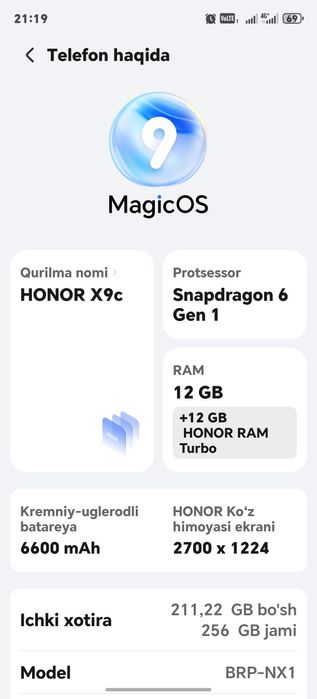 Honor X9C 5G sotiladi