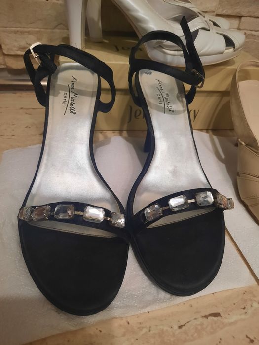 Sandale satin, strasuri, piele naturala,nr 39/40