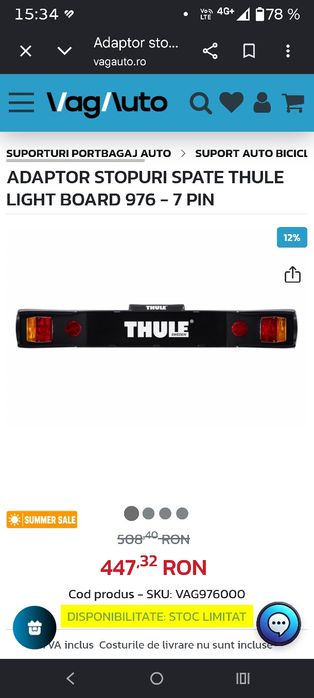 Thule suport 4 biciclete cu prindere pe cui remorcare