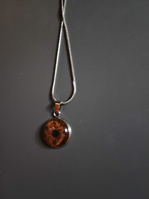 Lant lantisor otel inoxidabil iris caprui pictat manual eye charm