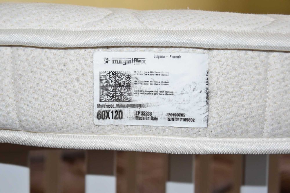 Детско легло люлка Arbor Петит МЕЧЕ с матрак Magniflex Fiaba Bamboo