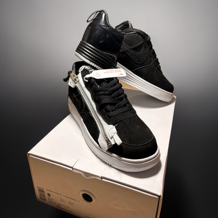 Nike Lunar Force 1 x Acronym Black White – Black/White – Suede Upper/Piele intoarsa – Full Box