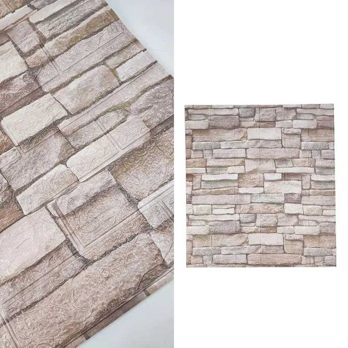 3D Тапети, Самозалепващи Пана Тапет 3D Тухли Релефни за стена