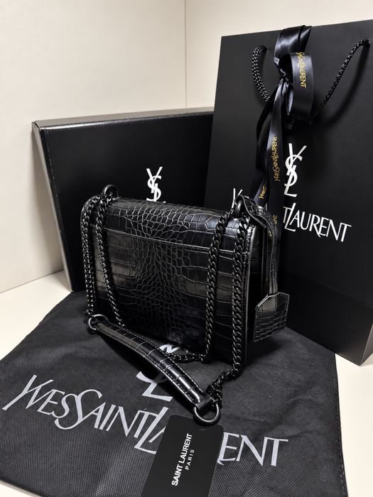 Geantă/Poșetă YSL Yves Saint Laurent Medium Croc Embossed 22x17x7cm